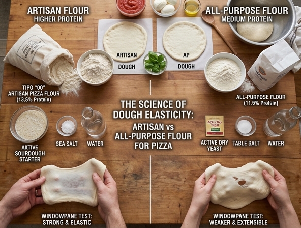 Artisan Flour vs All-Purpose Flour for Pizza - The Science of Dough Elasticity