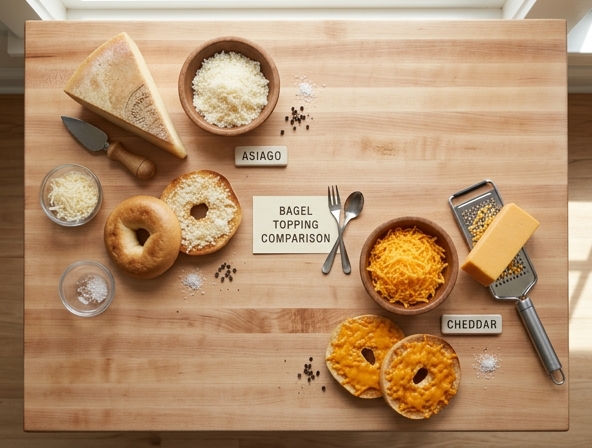 Asiago vs Cheddar for Bagel - Comparing savory cheese toppings