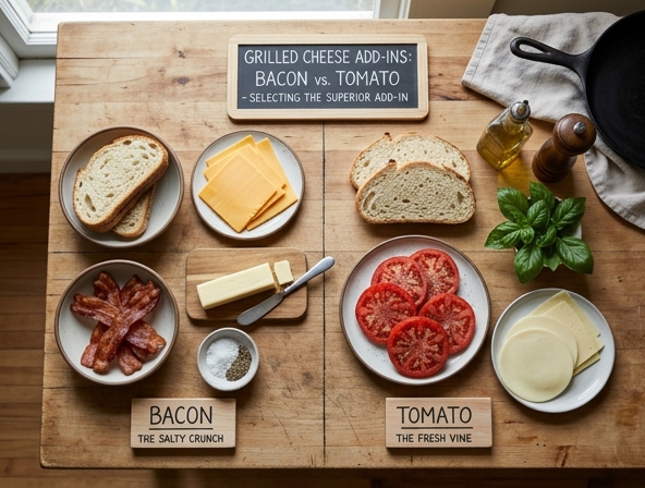Bacon vs Tomato for Grilled Cheese Sandwich - Selecting The Superior Add-in