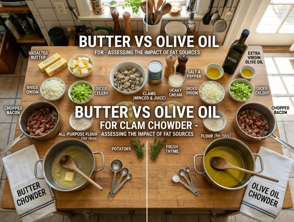 Butter vs Olive Oil for Clam Chowder - Assessing The Impact Of Fat Sources
