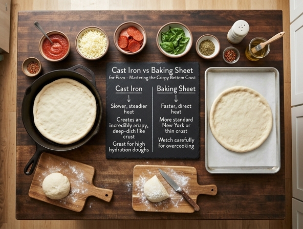 Cast Iron vs Baking Sheet for Pizza - Mastering the Crispy Bottom Crust
