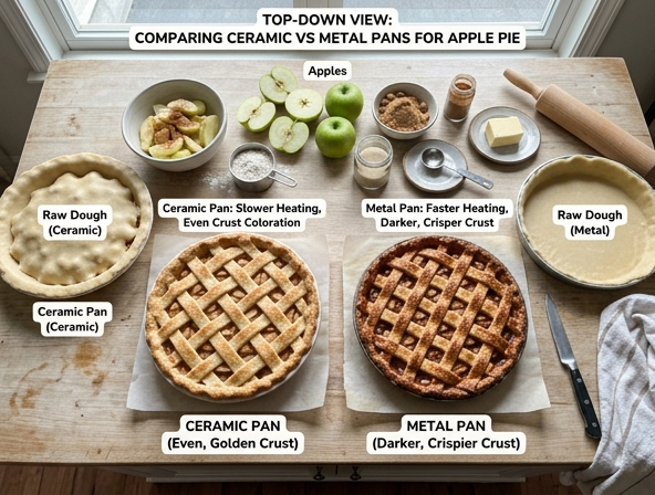 Ceramic vs Metal Pans for Apple Pie - Heat Conductivity and Crust Coloration