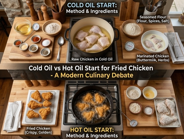 Cold Oil vs Hot Oil Start for Fried Chicken - A Modern Culinary Debate