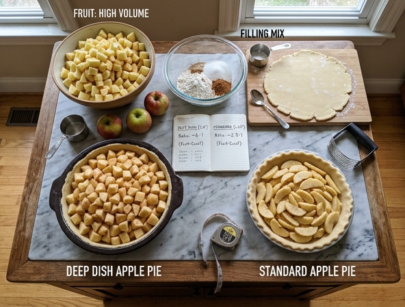 Deep Dish vs Standard for Apple Pie - Calculating the Ratio of Fruit to Crust