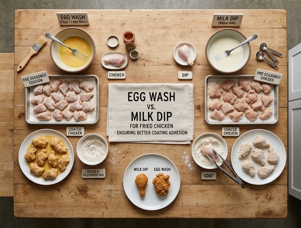Egg Wash vs Milk Dip for Fried Chicken - Ensuring Better Coating Adhesion
