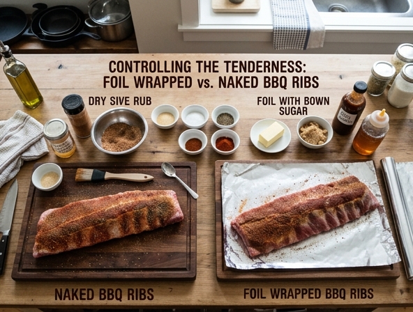 Foil Wrapped vs Naked for Barbecue Ribs - Controlling The Tenderness