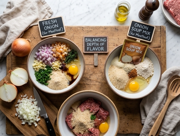 Fresh Onion vs Onion Soup Mix For Meatloaf - Balancing Depth Of Flavor