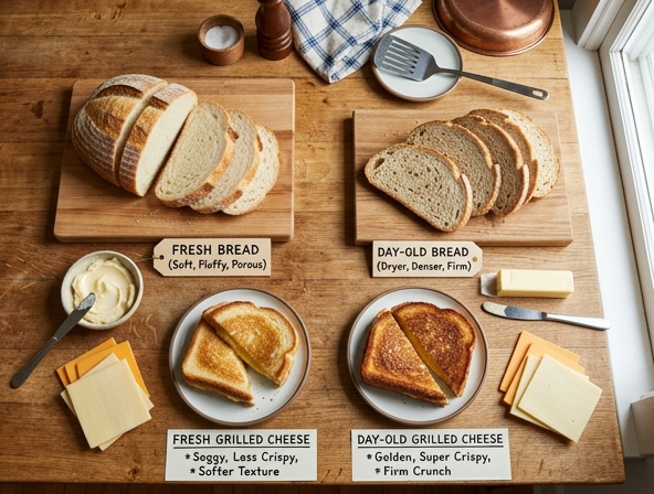 Fresh vs Day-Old Bread for Grilled Cheese Sandwich - Ensuring Optimal Texture