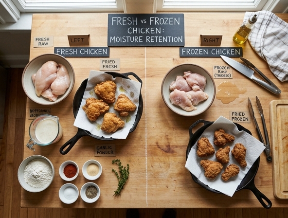 Fresh vs Frozen Chicken for Fried Chicken - Impact On Moisture Retention