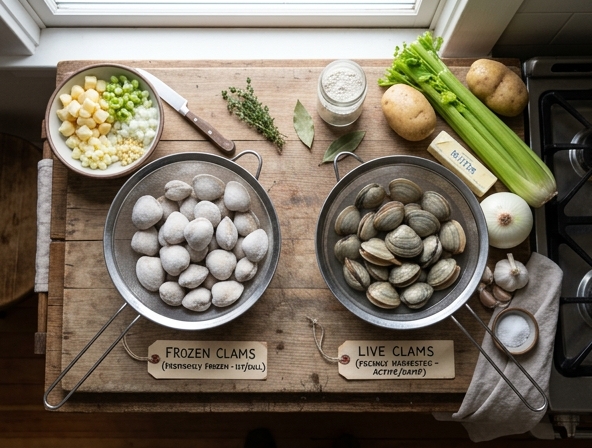 Frozen vs Live Clams for Clam Chowder - Benchmarking Freshness Standards