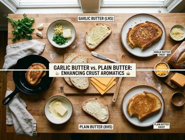 Garlic Butter vs Plain Butter for Grilled Cheese Sandwich - Enhancing Crust Aromatics
