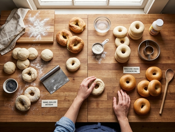 Hand-Rolled vs Machine for Bagel - Evaluating artisan production quality