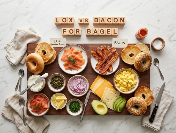 Lox vs Bacon for Bagel - Savory protein topping selection