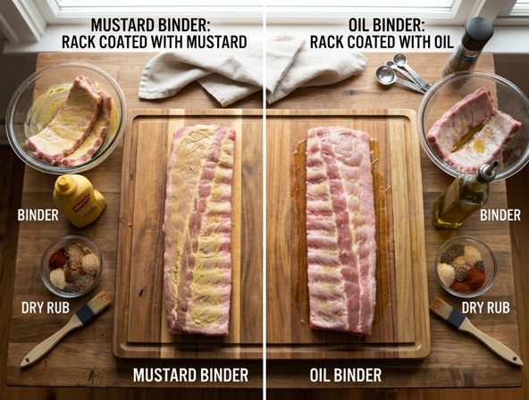 Mustard Binder vs Oil Binder for Barbecue Ribs - Ensuring Maximum Rub Adhesion