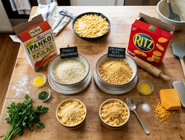 Panko Breadcrumbs vs Crushed Ritz Crackers for Macaroni and Cheese - Testing The Best Crunch