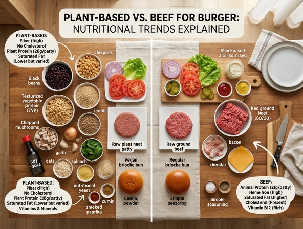 Plant-Based Vs. Beef For Burger - Nutritional Trends Explained