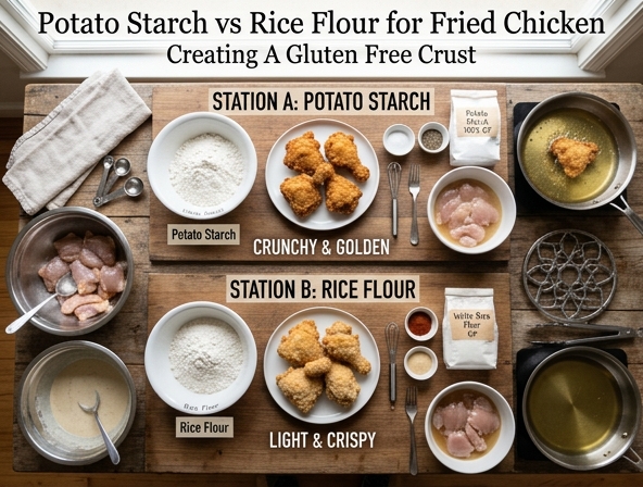 Potato Starch vs Rice Flour for Fried Chicken - Creating A Gluten Free Crust