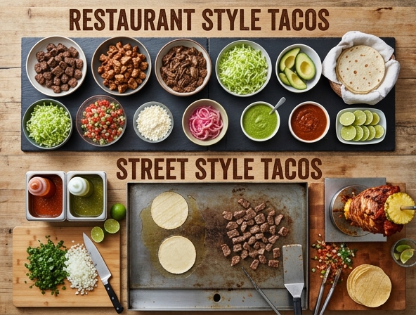 Restaurant vs Street Style for Tacos - Differences in Preparation Techniques