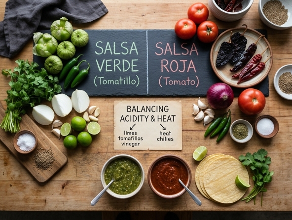 Salsa Verde vs Salsa Roja for Tacos - Balancing Acidity and Heat