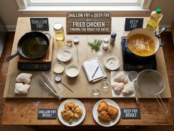Shallow Fry vs Deep Fry for Fried Chicken - Finding The Right Fat Ratio