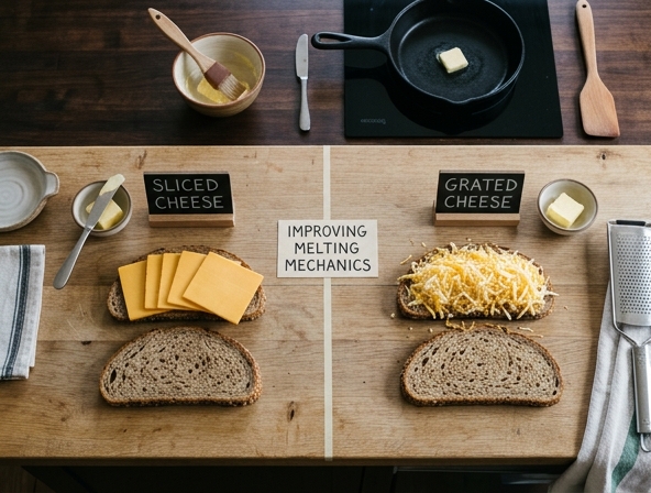 Sliced Cheese vs Grated Cheese for Grilled Cheese Sandwich - Improving Melting Mechanics
