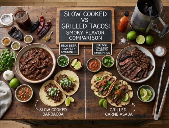 Slow Cooked vs Grilled Meat for Tacos - Depth of Smoky Flavor Comparison
