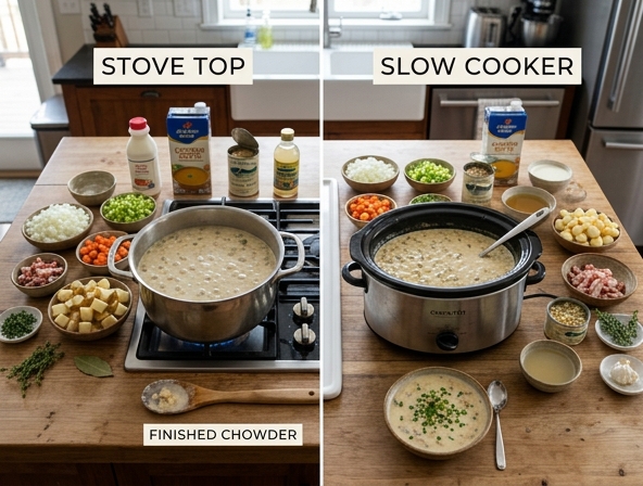 Stove Top vs Slow Cooker for Clam Chowder - Choosing The Best Cooking Method