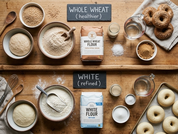 Whole Wheat vs White for Bagel - Selecting the healthier flour option